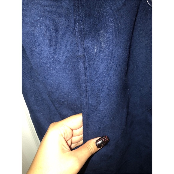 Denim & Co Navy Faux Suede Parka - Picture 6 of 8